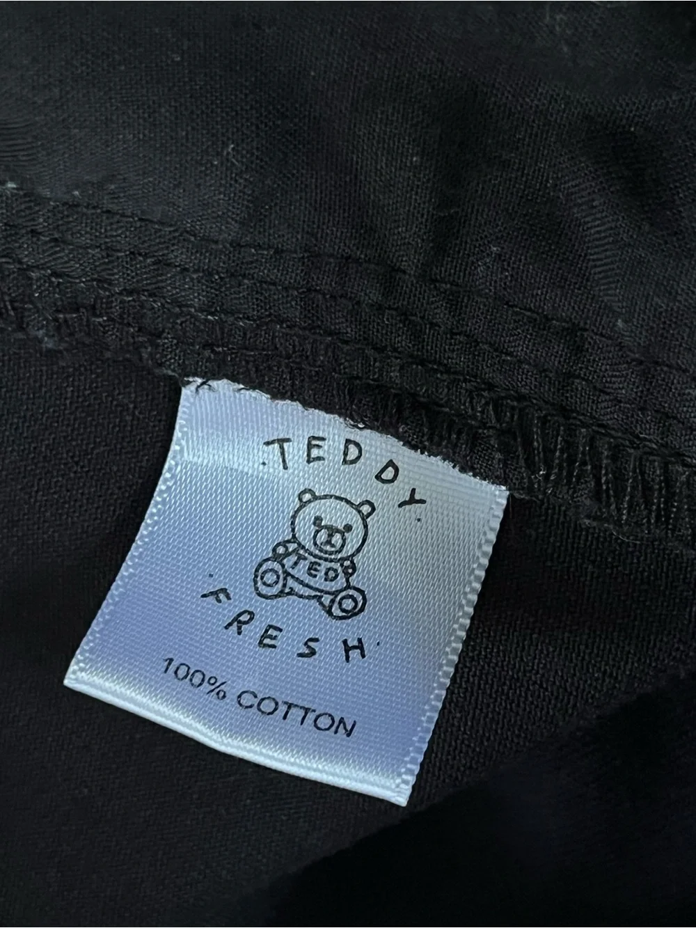 Teddy Fresh Men Retro Logo Black Camp Shorts Pockets Elastic Waist Size M Cotton